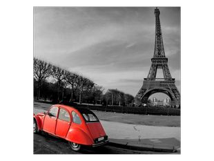Eiffelova věž černobílá a auto